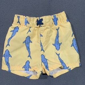 RuggedButts Baby Boy Yellow Shark Print Swim Trunks Board Shorts 6-12M